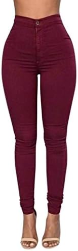 Women Pants,BA Zha Women Denim Jeans New Fashion Multi Colors Girl Casual Jeans Pants Skinny Athletic Training Cropped Pants Pencil Pants Fitness Running Gym Stretch Sports Pants Trouser (XL, Red)