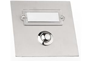 HUBER pulsador de timbre empotrado de acero inoxidable - con placa de identificación - pulsador de timbre empotrado I de latón - interruptor de timbre, timbre de puerta