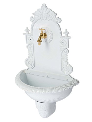 Waschbecken Wandbrunnen Wein Garten Alu weiss antik Stil Brunnen Waschplatz Bad - 3