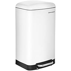 SONGMICS Poubelle de Cuisine en Acier Inoxydable à pédale 30L Blanc LTB01W