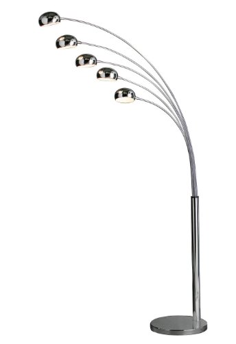 Premier Housewares Zeus Chrome Floor Lamp with 5 Arched Lights