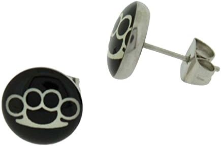 Stainless Steel Ear Ring with Brass Knuckles Logo