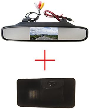 FUWAY CCD Color Car Reverse Rear View Parking Back up Camera for BMW E81 E87 E90 E91 E92 E60 E61 E62 E64 X5 X6, with 4.3 Inch Color LCD TFT Rear View Mirror Monitor Screen Car Backup Monitor