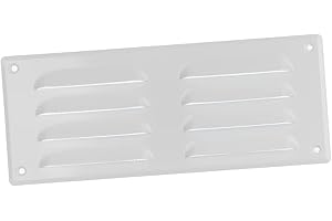 EUROPLAST 260x105mm / 10x4" inch White Metal Air Vent Grille Cover with Insect Mesh - Ventilation Cover
