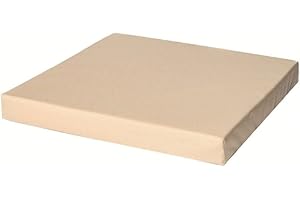 Hendem 4cm Thick Waterproof Seat Pad Indoor Outdoor Garden Rattan Furniture Foam Pad With Strong Fabric Removable Zipper Cover (50 x 54 cm / 20" x 21", Cream)
