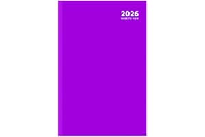 Sixstore 2026 A5 Week to View 2026 Diary Colour Fashion A5 WTV Year Planner Desk Ribbon Marker, Purple