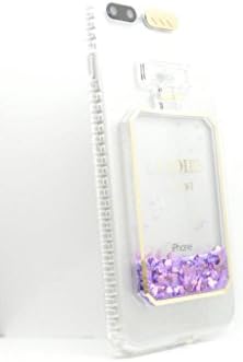 Iphone 8 Plus - Perfume bottle "Ladies First" design Purple Floating Glitter and Hearts Slim Fit Gel Back Case Cover - Accessories for Mobile Phones by Oliviasphones