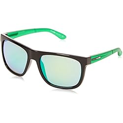 Arnette Fire Drill - Gafa de sol rectangular color negro brillante y lima con lentes color cromo, 59 mm