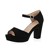  SCARPE VITA Damen Pumps Riemchensandaletten Plateau Sandaletten Klassische Wildleder-Optik High Heels Sommer Schuhe 173837 Schwarz Schwarz 39