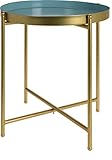 schnelle & einfache Montage Fair-Shopping Beistelltisch Couchtisch Wohnzimmertisch Metall-Tisch Gold-Türkis-Rosa Ø 43 cm Variation (Gold & Türkis)