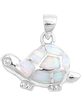 Sterlingsilber Anhänger mit Lab Opal - Schildkröte