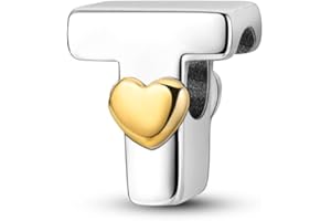 QIKAOLA 925 Ciondolo Charms in argento Sterling Pandora Ciondolo Charms Lettera Perline per Bracciali e Collane Europee