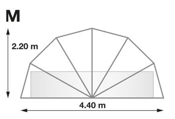 SunnyTent Rund Größe M, komplett, transparent, 440 x 440 x 220 cm. Ein Zelt für mehrere Zwecke, geeignet für Schwimmbäder, Eingegrabene Trampoline, Sandkästen, Gemüsegärten, Koi Karpfen, Jacuzzi,ESTM - 5