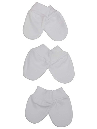 M&Co Baby White Essential Soft Jersey Scratch Mittens - 3 Pack White One (Baby)