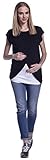 Happy Mama. Damen Umstandsmoden Top Stillshirt Lagendesign Wickeln-Schicht. 448p - 5