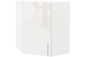 JD Greta 600mm Kitchen Wall Corner Cabinet with Doors – Wall Corner Unit – White Gloss – Modern Storage Cupboard