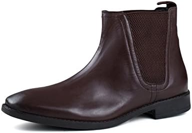 MENS BROWN LEATHER SQUARE TOE CHELSEA BOOT, Size: UK 8 / EURO 42 / US 9