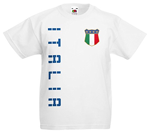 AkyTEX Italien Italia Kinder EM 2016 T-Shirt Trikot Name Nummer (Weiß, 128)
