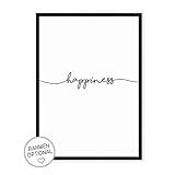  happiness - Kunstdruck auf wunderbarem Hahnemühle Papier DIN A4 -ohne Rahmen- schwarz-weißes Bild Poster zur Deko im Büro/Wohnung/als Geschenk Mitbringsel zum Geburtstag etc.