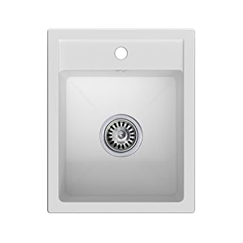 Granitspüle weiß, 1-Becken, Siphon, Spülbecken, Küchenspüle, Schrankbreite ab 40 cm: Amazon.de ...