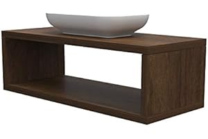 VE.CA.S.R.L. Mensola lavabo con vano portaoggetti, anche su misura, in 9 diverse colorazioni design 100% made in italy, incluse staffe a scomparsa, per bagno e lavabi d'appoggio (Wengè, 100x50 cm - h 38 cm)