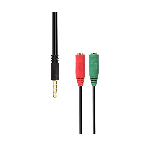Aisens - A128-0354 Cable Adaptador Audio Jack 3.5 4 Pines Macho a 2 x Jack 3.5 3 Pines Hembra, Negro Verde Rojo, 20 cm - Image 3