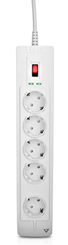 V7 SA0502W-8E5 Überspannungsschutz-Steckdosenleiste (5 Ausgänge, EMI-/RFI-Filter, Montagebohrungen, 1050 Joule, 22500 A, 2m) weiß - 2