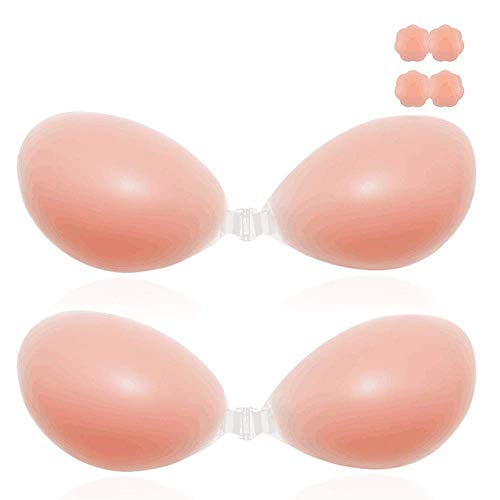 WYJP Sujetador Adhesivo, Paquete de 4 Unidades, Sujetador Sexy, sin Tirantes y con pezón Invisible, Reutilizable, para Mujeres, Traje de baño, Vestidos de Fiesta de Boda Rosa Rosa B