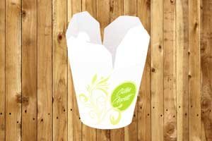 50 St Faltbox aus Hartpapier, runde Boden " GREEN FLOWER " Snackbox, Nudelbox, Pastabox, Asiabox, Lunchbox, 680ml / 24oz