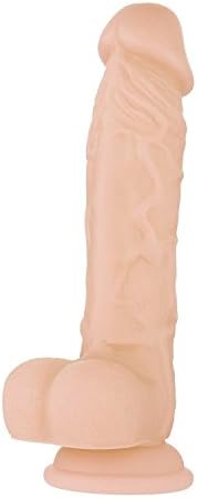 WWMLY 19.5 cm Realistic Silicone Love Wand Toy with Suction Cup, Flexible, Soft and Skin Friendly Ø 4 cm (Flesh)