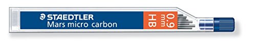 Micro Mars Carbon Mechanical Pencil Lead, 0.9 mm, HB, 60 mm x 12 Leads (250 09 HB)