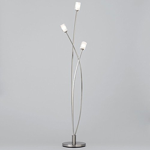 Octi 3 Light Modern Floor Standard Light In Satin Chrome With Frosted Glass Shades Living Room Bedroom Lounge Hallway Standing Reading Lighting Litecraft