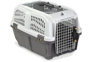 Pet's Market - Transportín Skudo Open Iata para gatos Caja de transporte para mascotas con apertura superior y puerta de metal color gris (55X36X35)