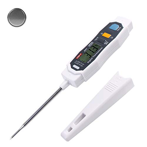 GALOOK Uni-T A61 Termometro da Cucina Digitale con Sonda Lunga Test di Temperatura Professionale con Retroilluminato per Alimenti, Liquidi, Cottura, Carne, Barbecue, Acqua del Bagnetto e Latte