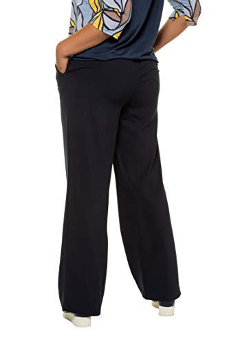 Ulla Popken Damen große Größen bis 62, Marlenehose, glatt fallend, 2 Seitentaschen, Teilelastischer Bund, ohne störenden Verschluss, Marine 42 720622 70-42 - 