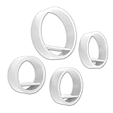 SET: Wandregal bestehend aus 4 runden Regalen unterschiedlicher Größe (40x40x10cm, 35x35x10cm, 30x30x10cm, 25x25x10cm) - individuell anordbar