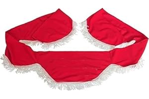 DECOART AutoCommerse Cortina de parabrisas delantero con flecos blancos Panel de visera de sol cortinas de forma de onda para Scania S R P L G serie camiones HGV camión ROJO