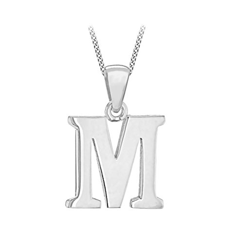 Tuscany Silver Collar con colgante de mujer con plata de ley (925/1000), letra M, 46 cm