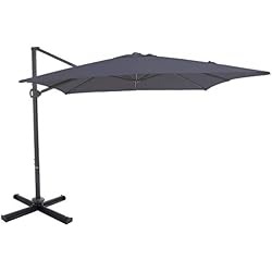 SORARA Roma | Parasol Deporte pour ombrage | Gris | Carré | Mécanisme à manivelle et Dispositif de Rotation 360 | INCL. Couverture et Base croisée