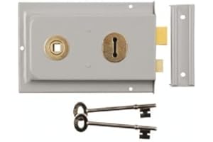 I IRONMONGERY SOLUTIONS Ironmongery Solutions® Vintage 1920s Victorian Style Rim Lock in Five Different Finishes (Grey)