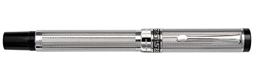 Xezo Tribune .999 Pure Platinum Layered Diamond-Cut Fountain Pen, Weighty and Balanced, Individually Numbered, Limited Edition (Tribune Platinum F)