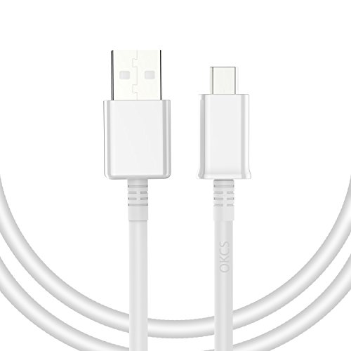 OKCS® Schnell und Sicher 3 Meter Micro USB Kabel MicroUSB zu USB Ladekabel Adapter für Samsung, Sony, Motorola, Huawei, Nokia, LG, Xiaomi, Wiko, Motorola etc. – in weiß - 2