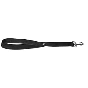 CHAPUIS SELLERIE Correa Corta (Correa con Mango Confort de Nailon para Perro Negro Anchura 25 mm Longitud 30 cm