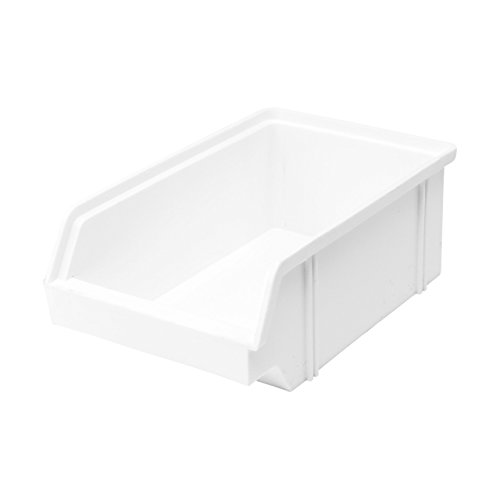 10 Stück Set Stapel – Aufbewahrungs – Box . Stapelboxen Stapelbar Farbe weiß aus Kunststoff . Sichtlagerkasten aus Deutscher Herstellung - 2