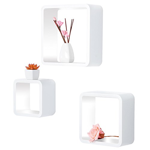 WOLTU RG9236ws-a Wandregal Cubes, MDF Holz, Hängeregal Bücherregal, CD/DVD Aufbewahrung, Regal, Weiß