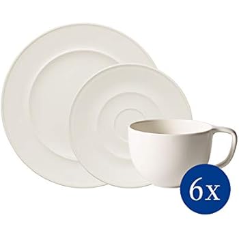 Weißes Kaffeeservice Aus Porzellan - 18-teiliges Set Für 6 Personen