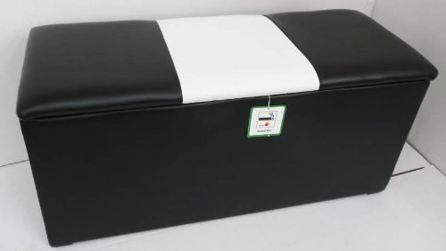 Ottoman style storage blanket / bedding box in two tone faux leather with upholstered hinged lid for bench seat available in 3 width sizes 138sm (xl) 100cm (Large) 77cm (medium). HEAVY well made otterman (Large 100cm Wide 46cm High 38cm Deep)