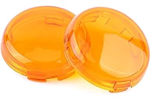 Keenso Juego de 2 lentes de luz intermitente para lentes de motocicleta, diseño redondo, compatible con Deuce 1986-15 plástico intermitente naranja