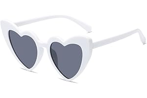 Zueauns Herz Sonnenbrille Damen Herzbrille Herzen Sonnenbrillen Vintage Herzform Party Brille Katzenaugen Sonnenbrille für Damen Frauen