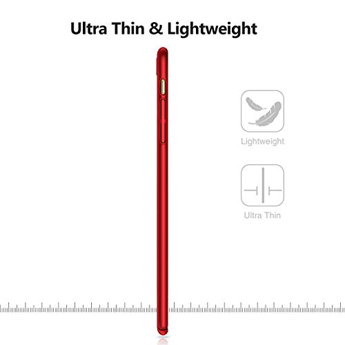 Funda iPhone 7 Plus  Funda iPhone 8 Plus  TORRAS Ultra-delegado   Ultra-fina Carcasa con  Gratis Protector de Pantalla de Cristal Templado  Ligera Caso S  lido Hard Case Anti-rasgu  os   Antihuellas Material PC para Apple iPhone 7 Plus  2016    iPhone 8 Plus  2017  - Rojo Alambrado